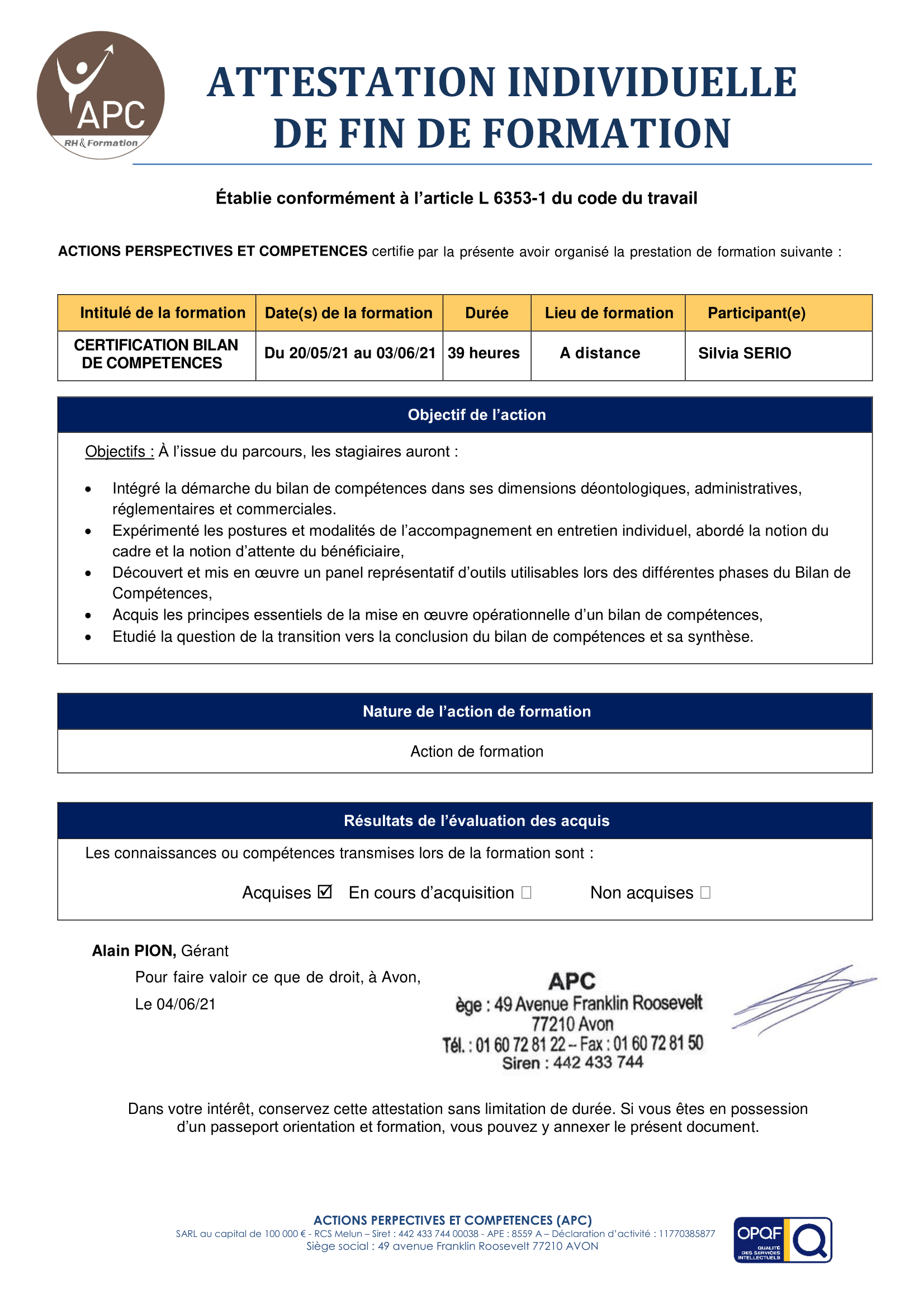 Certificat